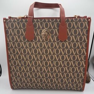 Valentino Orlandi Brown and Tan Monogram Tote